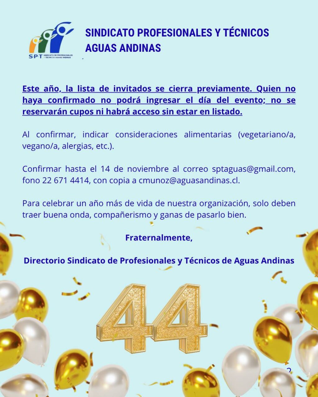 Instagram post from sindicatoptaguasandinas. This post is in position 1.