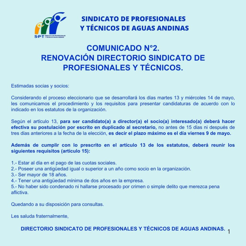 Instagram post from sindicatoptaguasandinas. This post is in position 7.