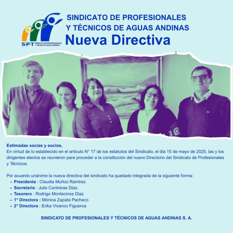 Instagram post from sindicatoptaguasandinas. This post is in position 5.